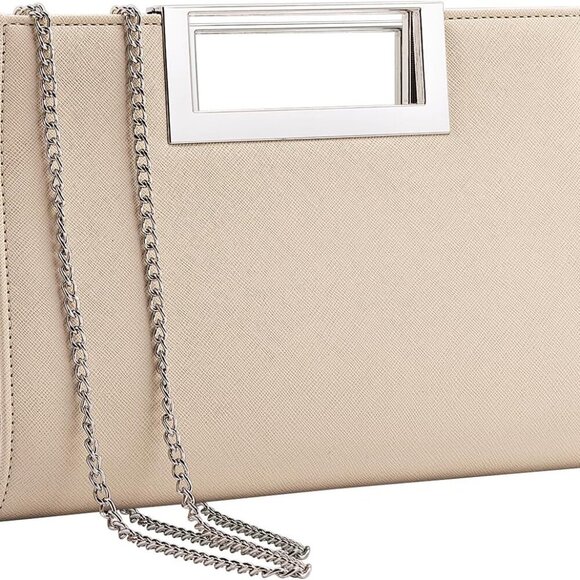 Clutch Purse for Women PU Leather/Straw Evening Party Metal Grip Cut it out Hand - Picture 1 of 7